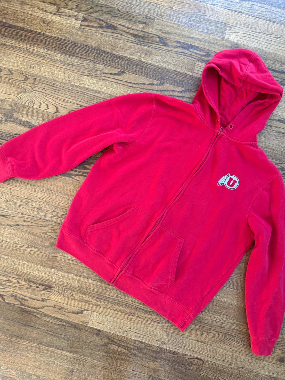 University of Utah Top of the World Red Zip Hooded Sweatshirt with Chest Logo